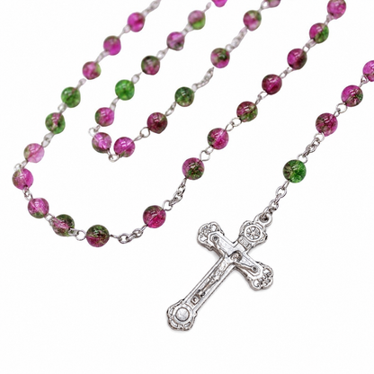 Watermelon Quartz 6mm Stone Beads Rosary (Personalisation Available)