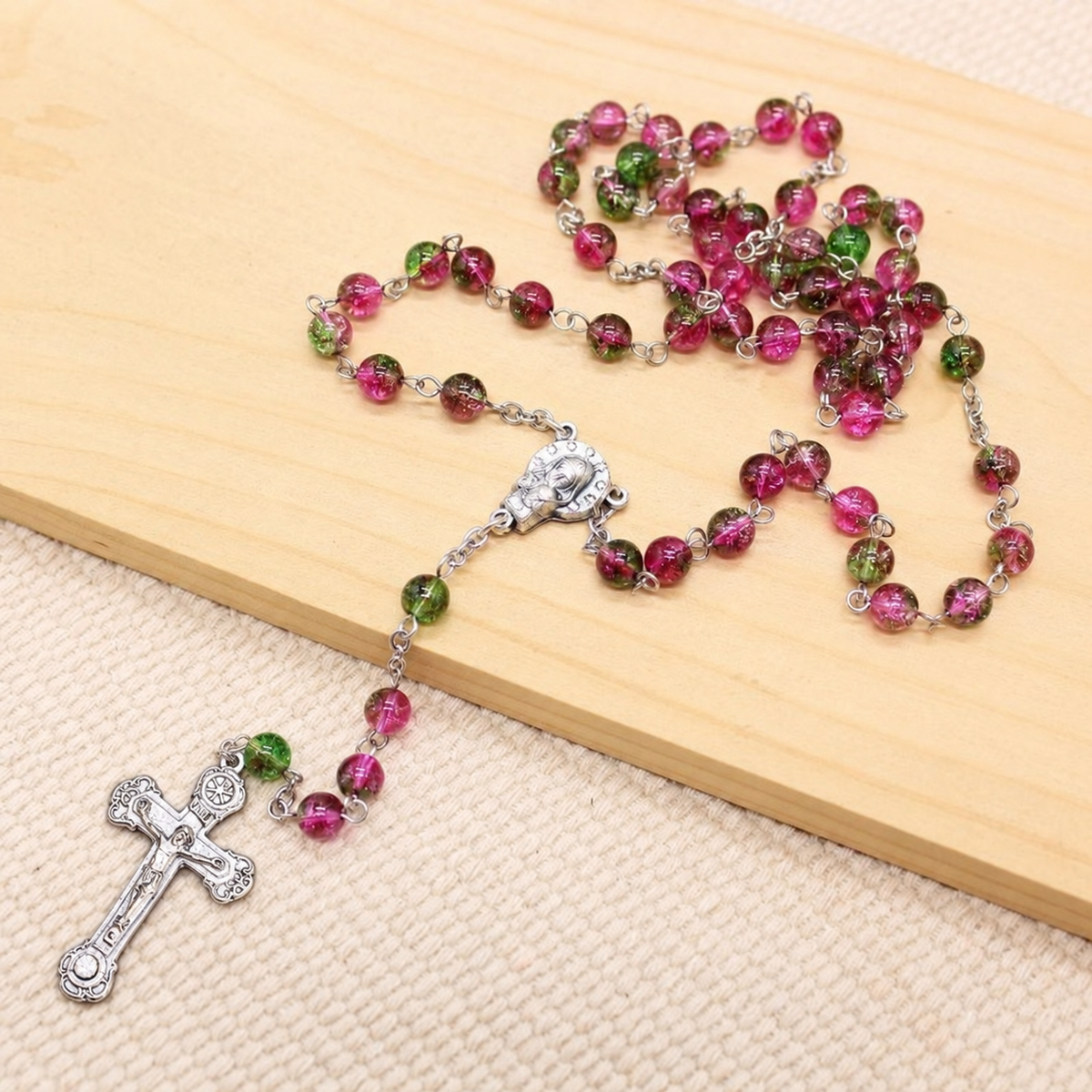 Watermelon Quartz 6mm Stone Beads Rosary (Personalisation Available)
