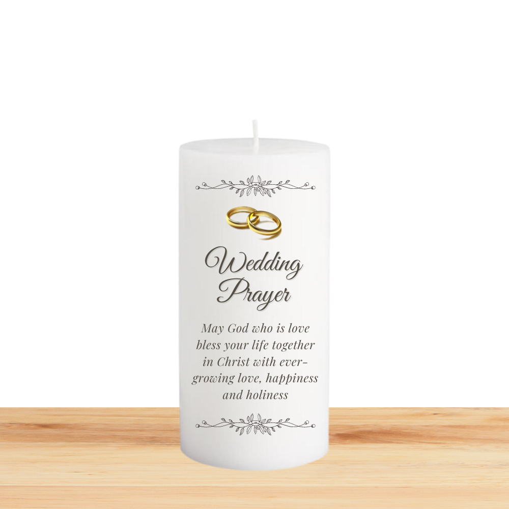 Wedding Prayer White Pillar Candle 15cm