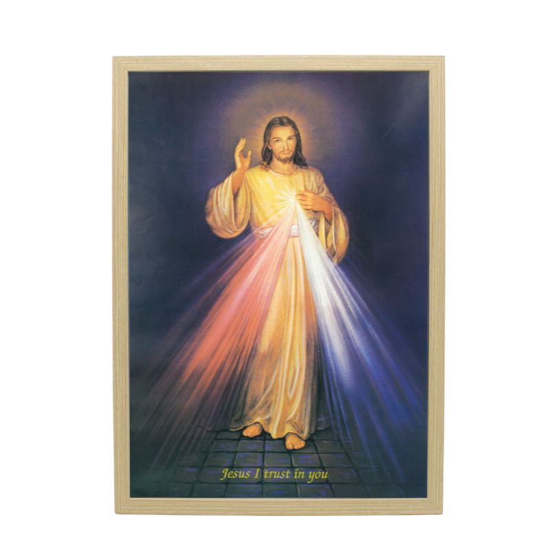 Wood Framed Picture - Divine Mercy A3