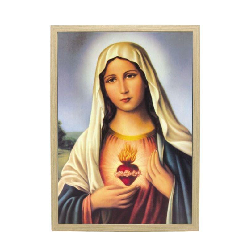 Wood Framed Picture - Immaculate Heart of Mary A3