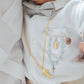 Baby Rosary Brooch/Miraculous Medal (Swaroski Pearl White/Pearl Pink)