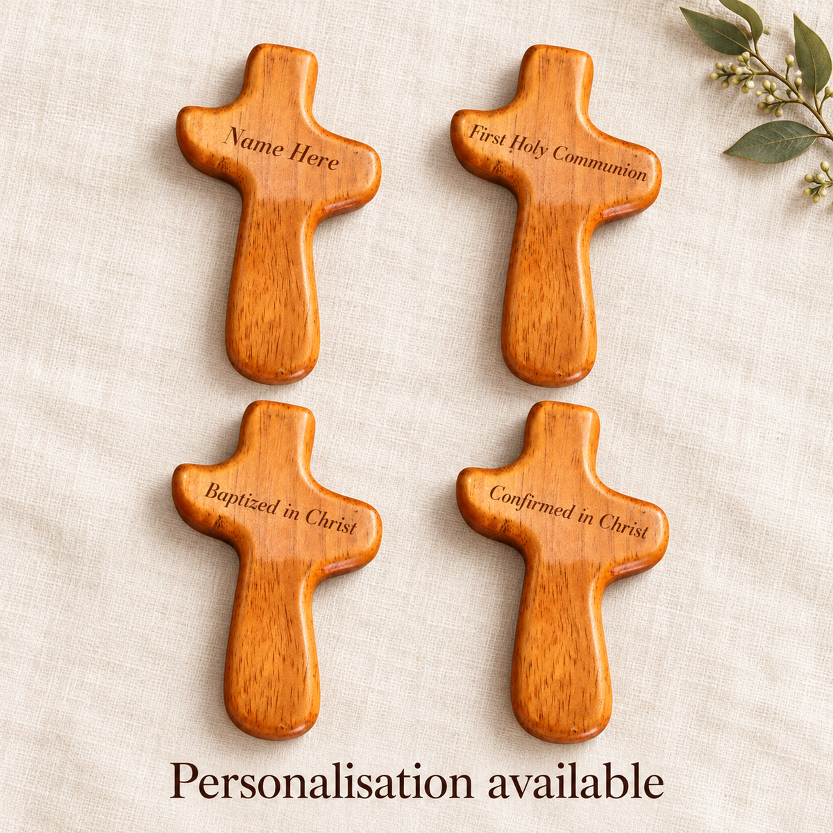 Wood Comfort Cross - 10cm (Personalisation Available)