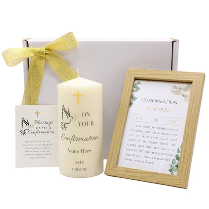 Confirmation Set 5 - Personalized Confirmation Candle/Confirmation Prayer Plaque