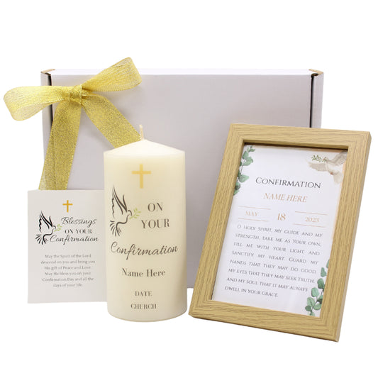Confirmation Set 5 - Personalized Confirmation Candle/Confirmation Prayer Plaque