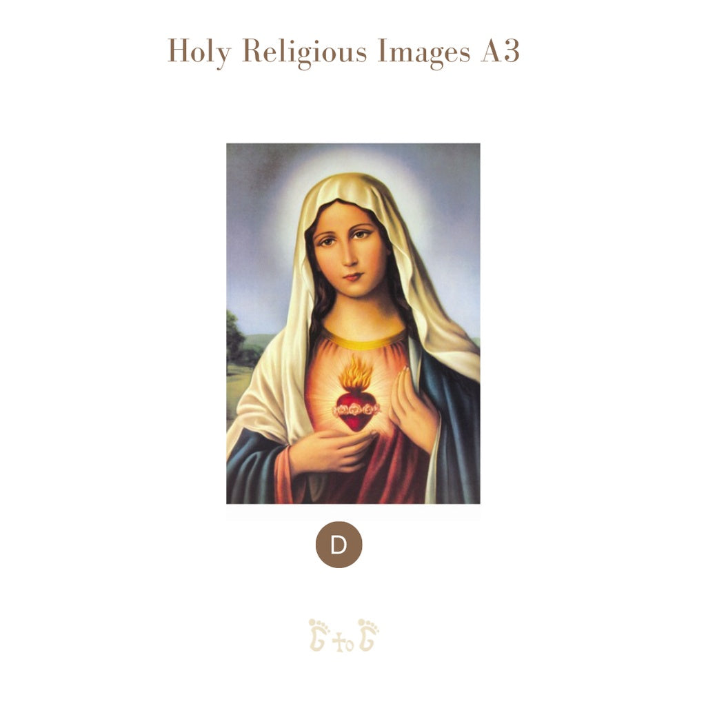 A4 Religious Images of Jesus, Mary, Divine Mercy