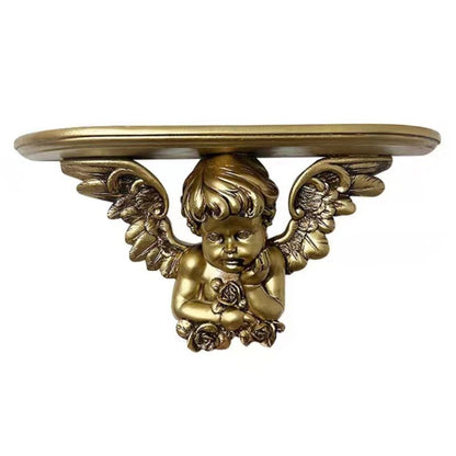 Polystone Angel Wall Shelf/Altar  43.5cm - White/gold