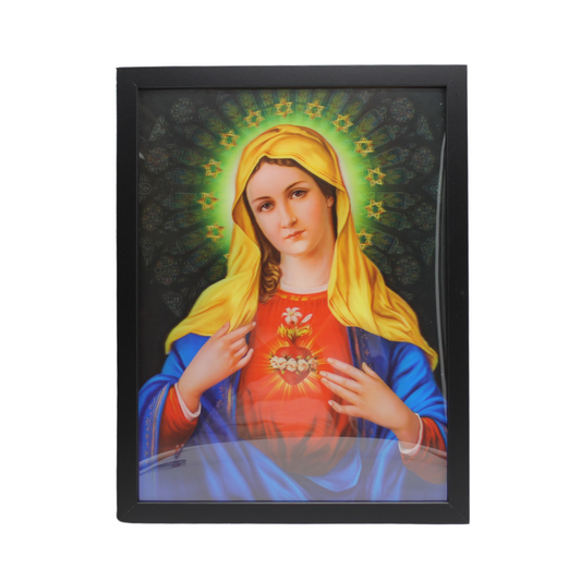 3D Holy Image Framed Wall Picture - Immaculate Heart of Mary