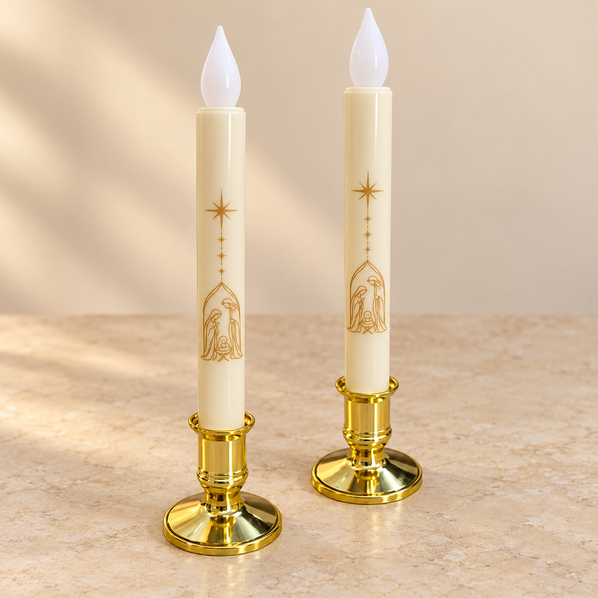 Flameless LED Candle (1 pair) - Nativity