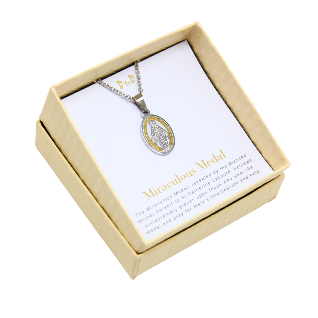 Stainless Steel Miraculous Medal/Chain set- 3cm (Gold plated)