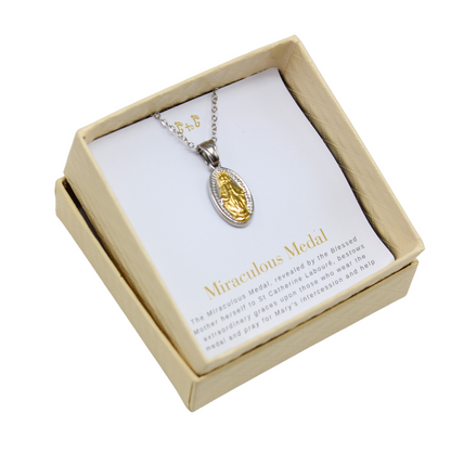 Stainless Steel Miraculous Medal/Chain set- 1.5cm  (Silver and Gold plated)