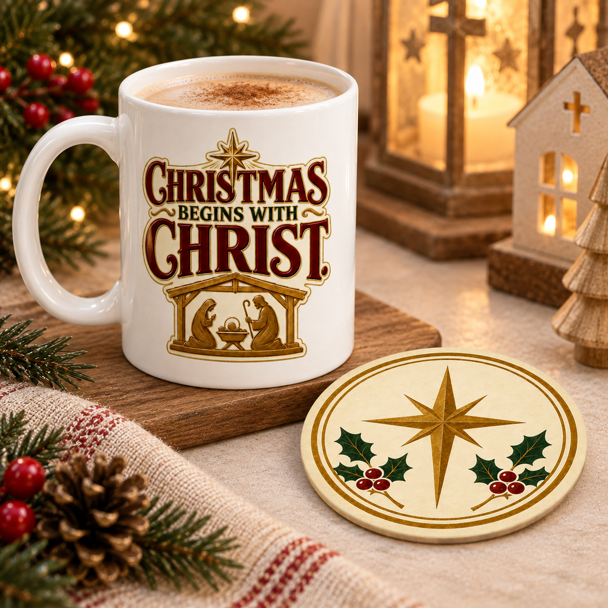 Christmas Begins with Christ Ceramic Mug