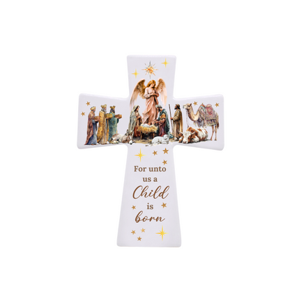 [EARLY BIRD OFFER] Christmas Advent Wreath 12" (Gold Red Poinsettas) + 4 Advent Candles (FOC Nativity Ceramic Cross)