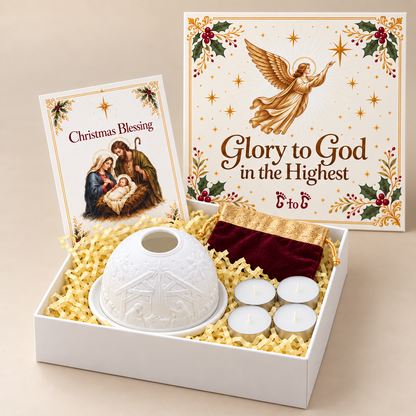 Nativity Candle Holder Christmas Gift Set