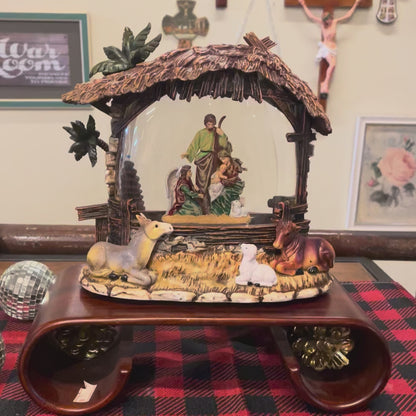 Christmas Nativity Scene Water Globe - Holy Family & Angel