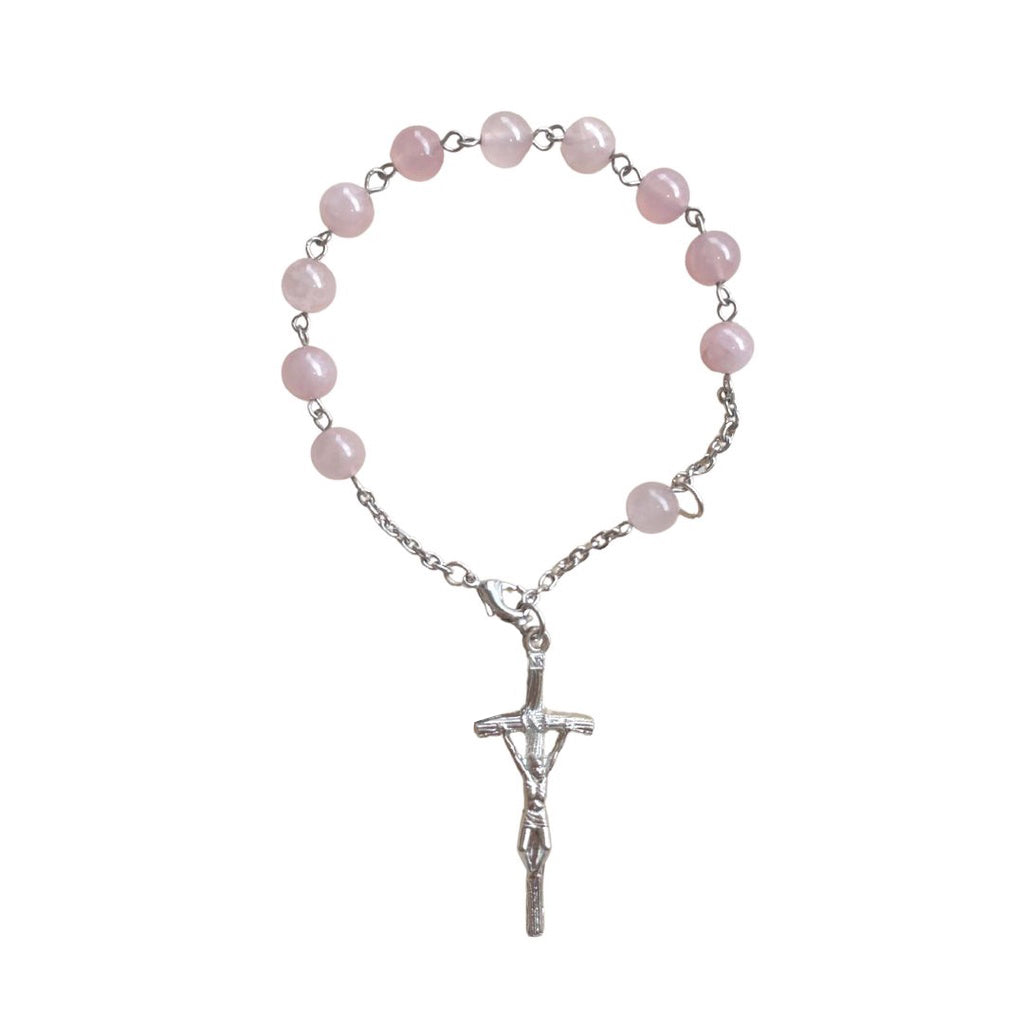 Rose  Quartz Stone  Beads 10mm Car Rosary (Personalisation Available)