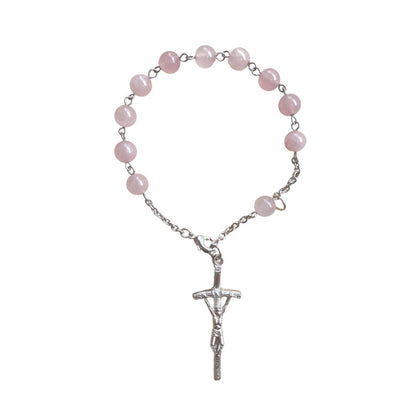 Rose  Quartz Stone  Beads 10mm Car Rosary (Personalisation Available)