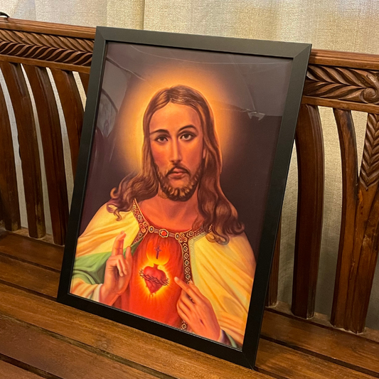 3D Holy Image Framed Wall Picture - Sacred Heart of Jesus