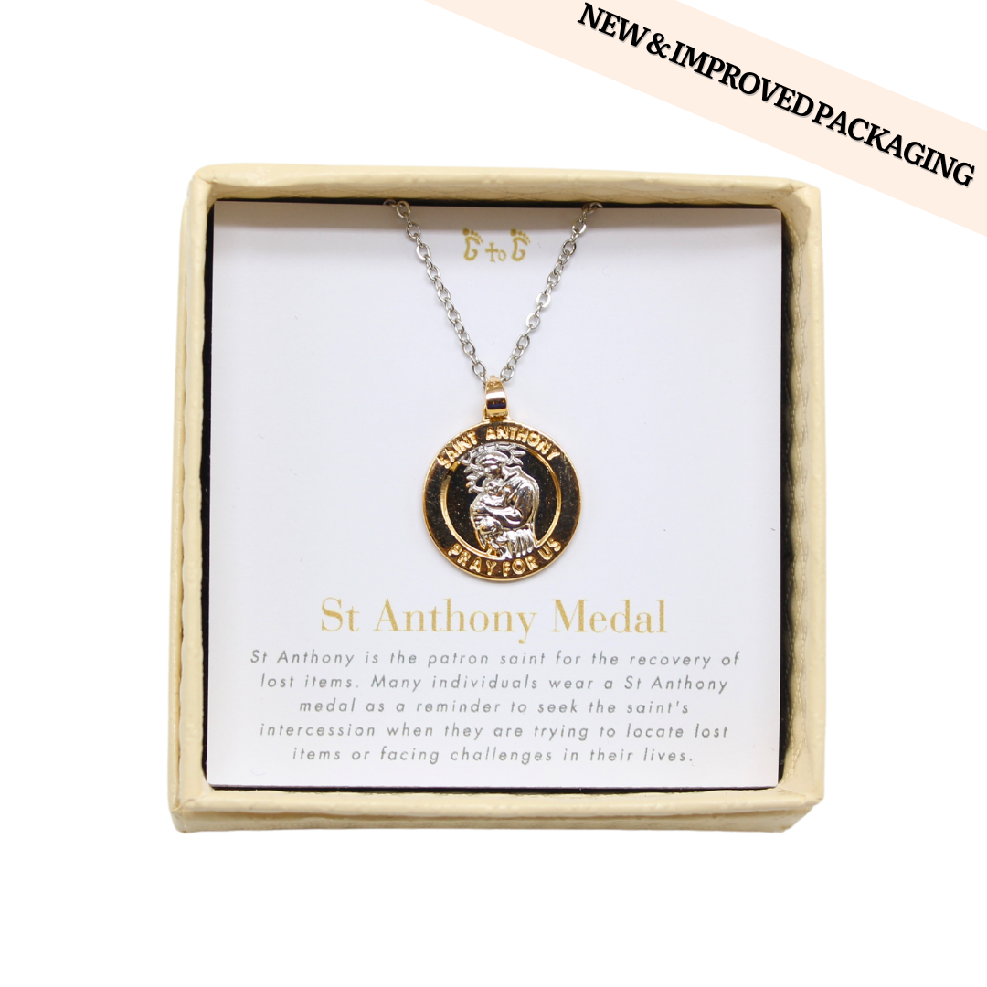 Stainless Steel St Anthony Medal/Chain set
