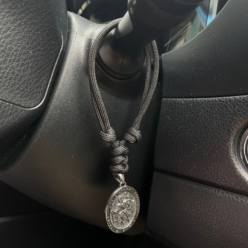 Stainless Steel St Christopher Paracord Car Charm