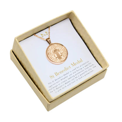 Stainless Steel St Benedict Medal/Chain set 1.5cm/2cm/3cm