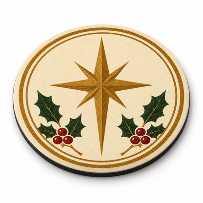 Christmas Coasters - Angel Blowing Trumpet/ Star with Mistletoe