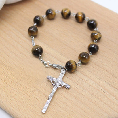 Car Rosary Tiger Eye 10mm Beads (Personalisation Available)