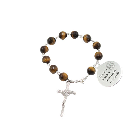 Car Rosary Tiger Eye 10mm Beads (Personalisation Available)