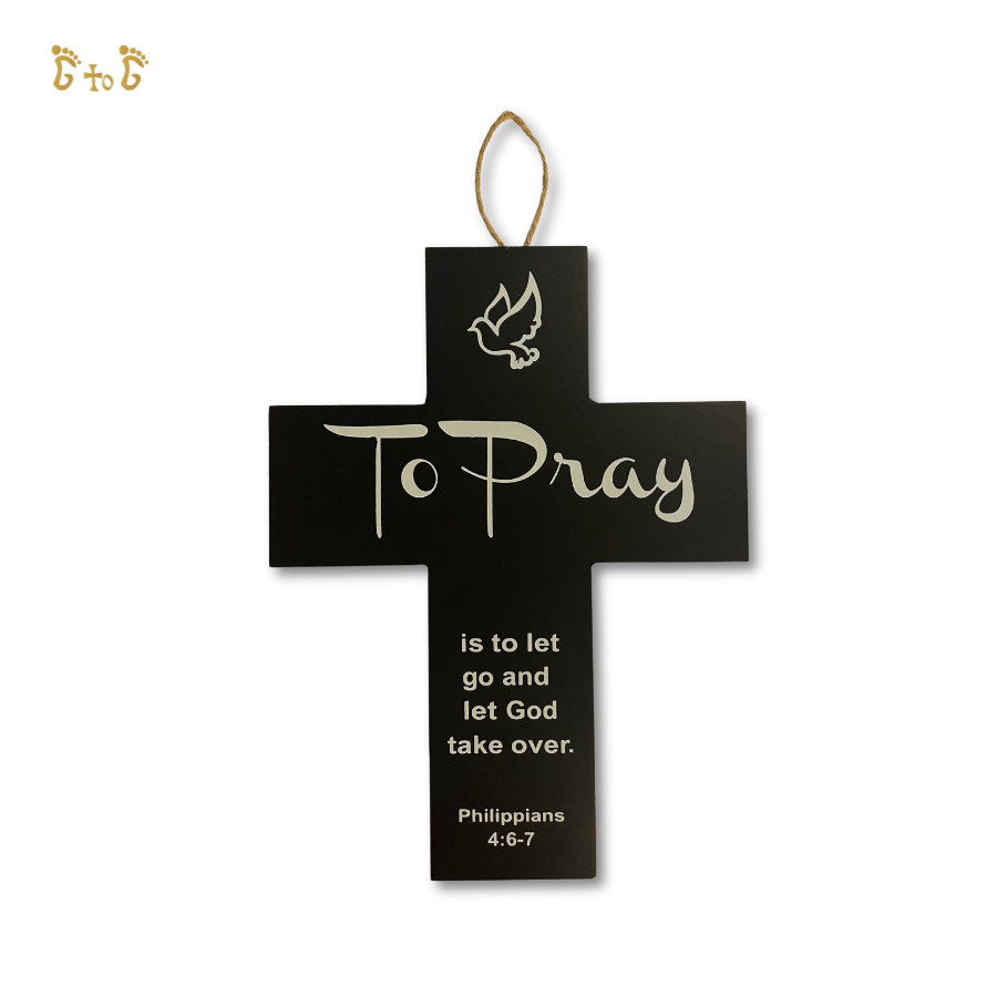 Wood Inspirational Cross - Philippians 4:6-7