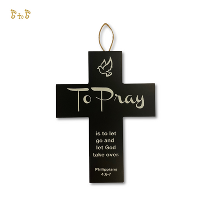 Wood Inspirational Cross - Philippians 4:6-7