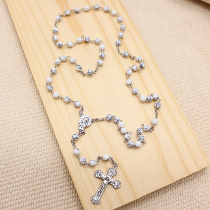 White Turquoise 6mm Stone Beads Rosary (Personalisation Available)