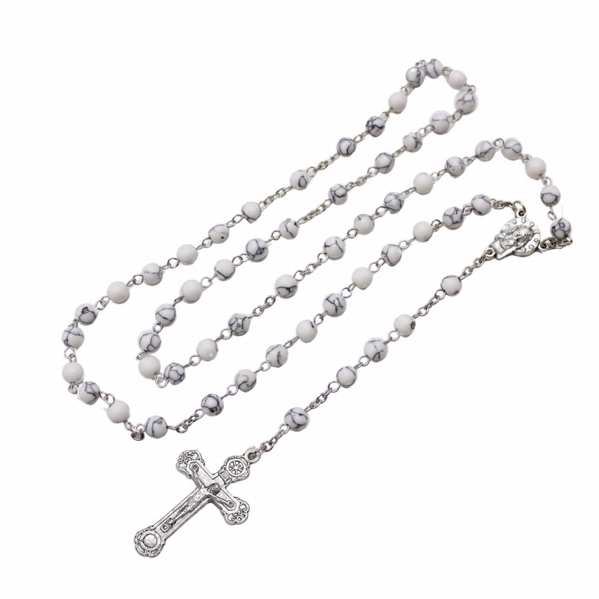 White Turquoise 6mm Stone Beads Rosary (Personalisation Available)