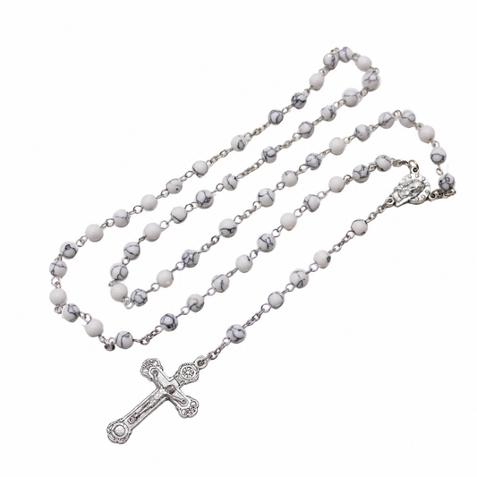 White Turquoise 6mm Stone Beads Rosary (Personalisation Available)