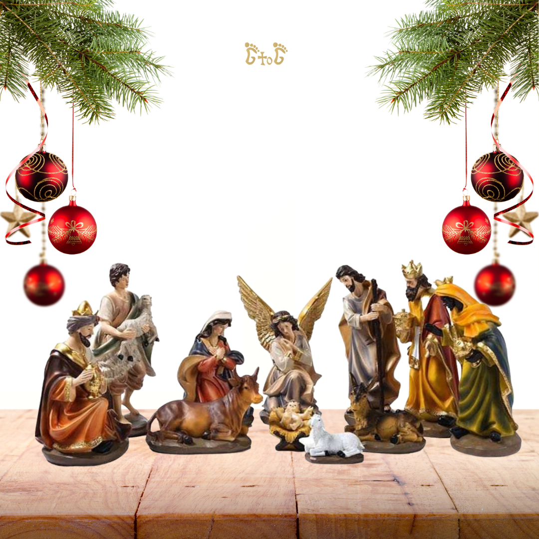 Christmas Polystone Nativity Crib Set 12"