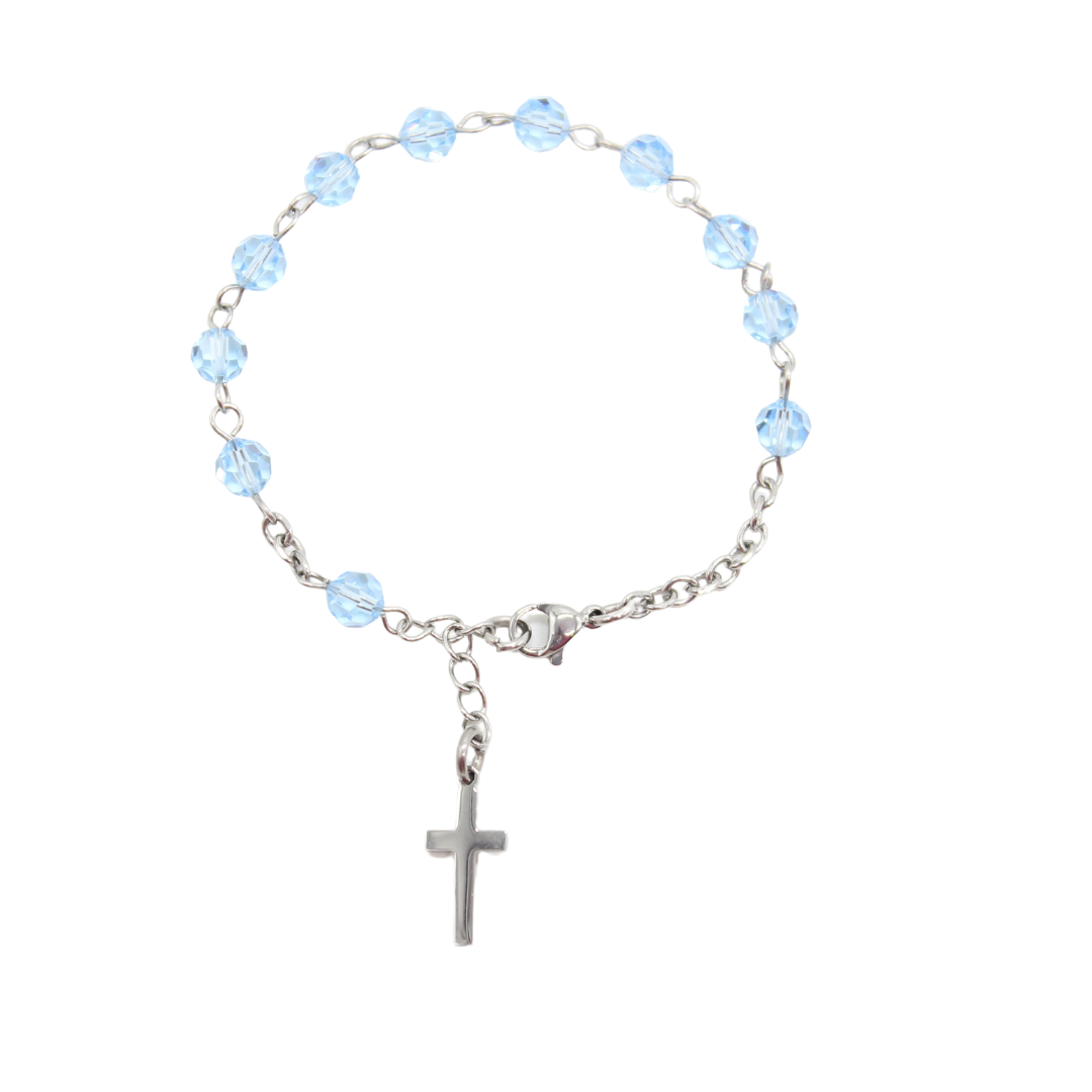 Swarovski Crystal Rosary Bracelet - White/Pink/Blue/Mix Color