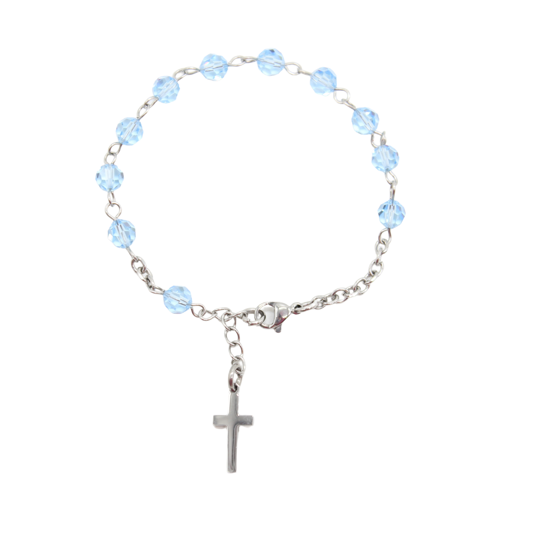 Swarovski Crystal Rosary Bracelet - White/Pink/Blue/Mix Color/Purple
