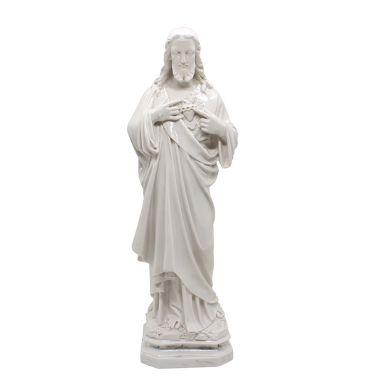 Jesus Sacred Heart Marble Powder Statue - 60cm White (self pick up)