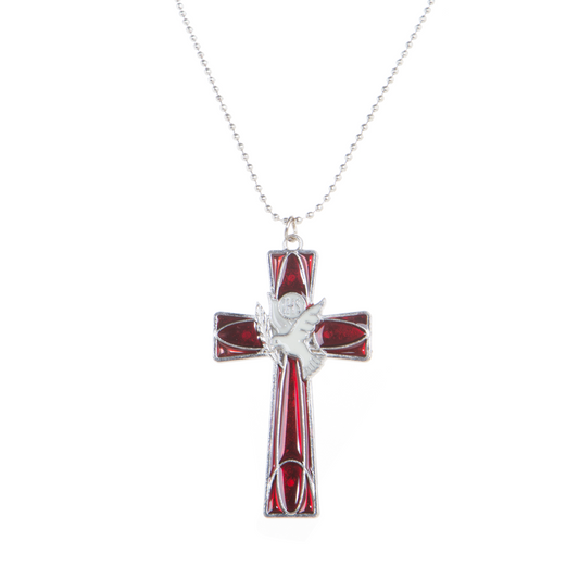Metal Holy Spirit Cross/chain - Red