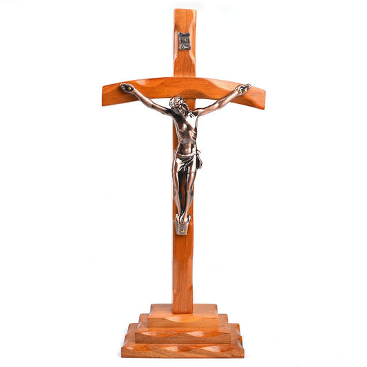Wood Papal Standing Crucifix - 35cm