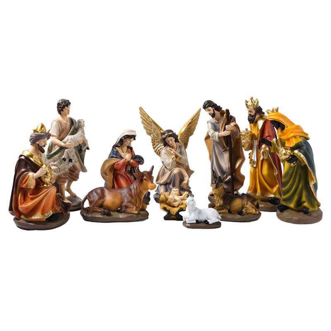 Christmas Polystone Nativity Crib Set 12"
