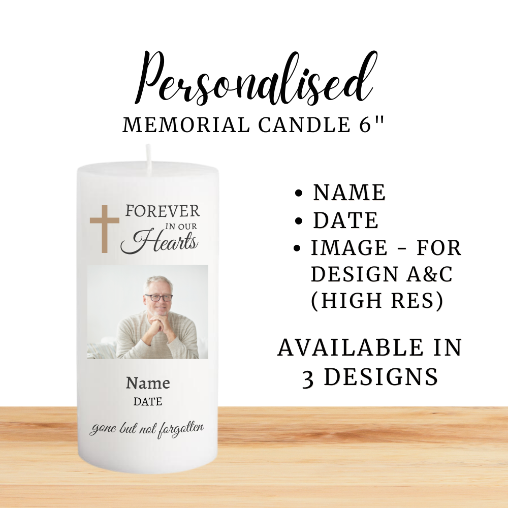 Personalised White Memorial Pillar Candle - 15cm