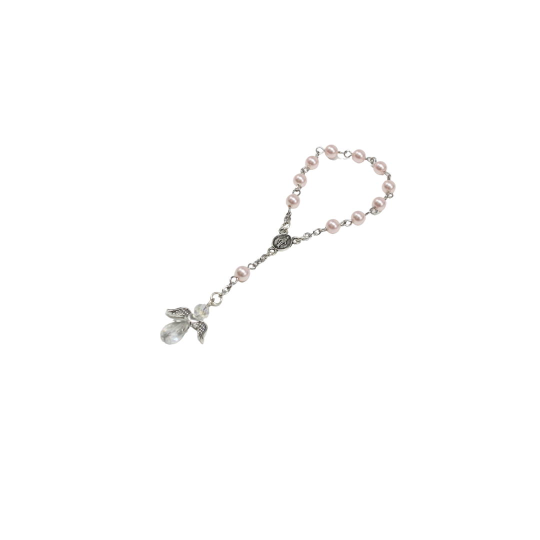 One Decade Rosary Chaplet Pearl Pink/White (Personalisation Available)
