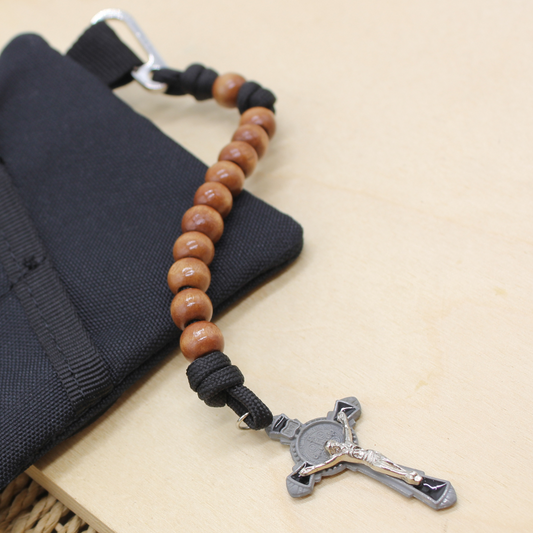 Paracord Wood Tenner Rosary - One Decade