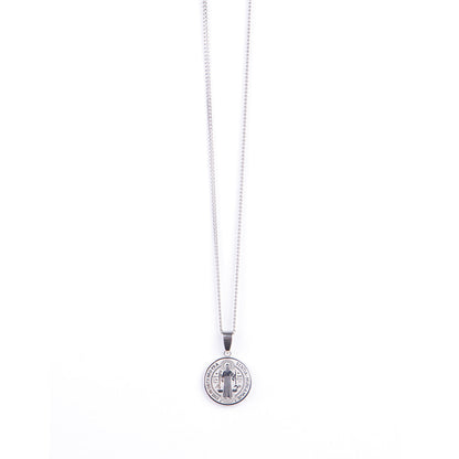 Stainless Steel St Benedict Medal/Chain set 1.5cm/2cm/2.6cm