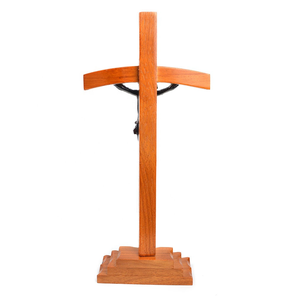 Wood Papal Standing Crucifix - 35cm