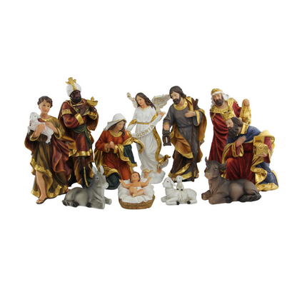 Christmas Polystone Nativity Crib Set 13" (Color)