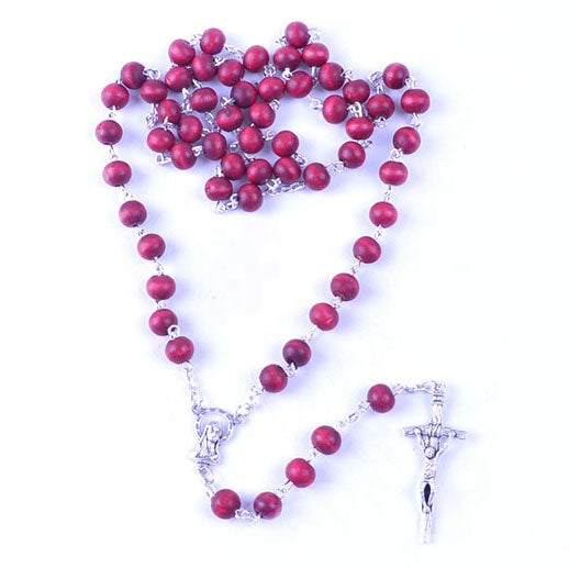 Red Scented Wood Bead Rosary
