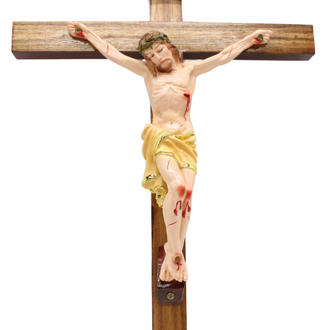 Wood Resin Wall Crucifix - 44cm
