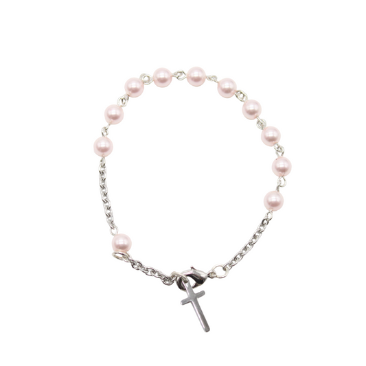 Swarovski Crystal Rosary Bracelet  (Pearl) - Pink/White/Blue