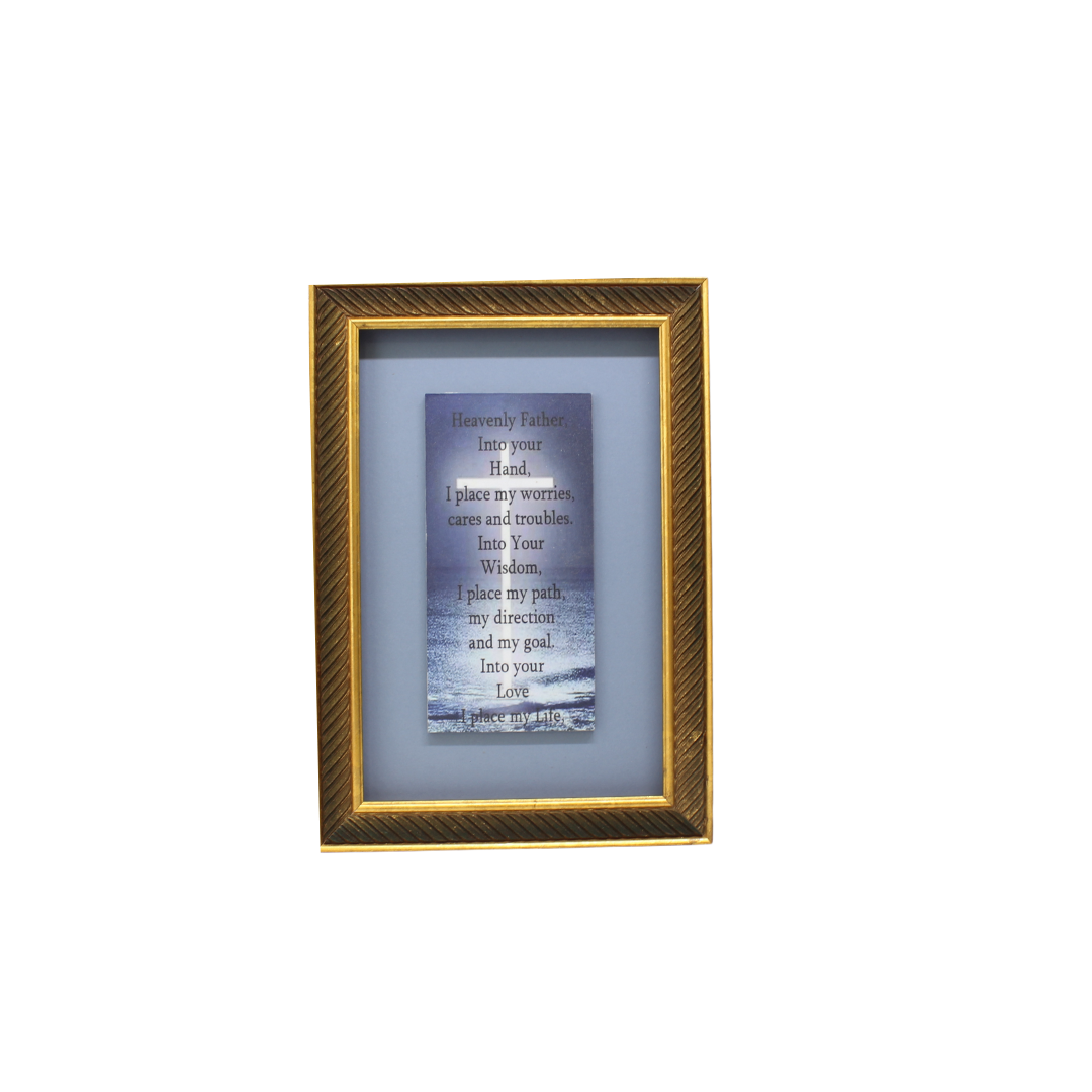 Wood Framed Prayer Picture - "Heavenly Father into your hand, I place my worries"